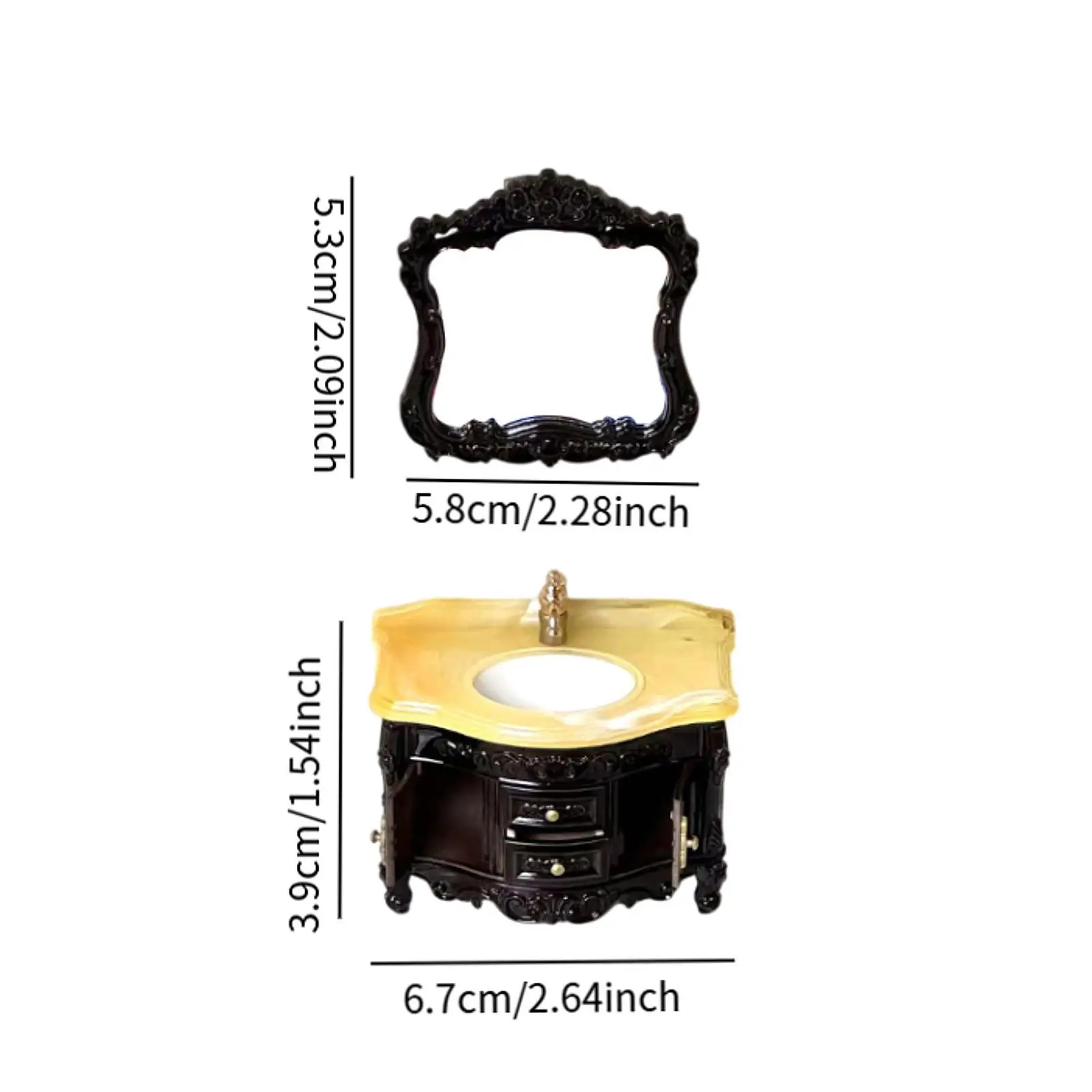 2Pcs 1:12 Dollhouse Wash Sink Pretend Play Toy Classic Bathroom Furniture