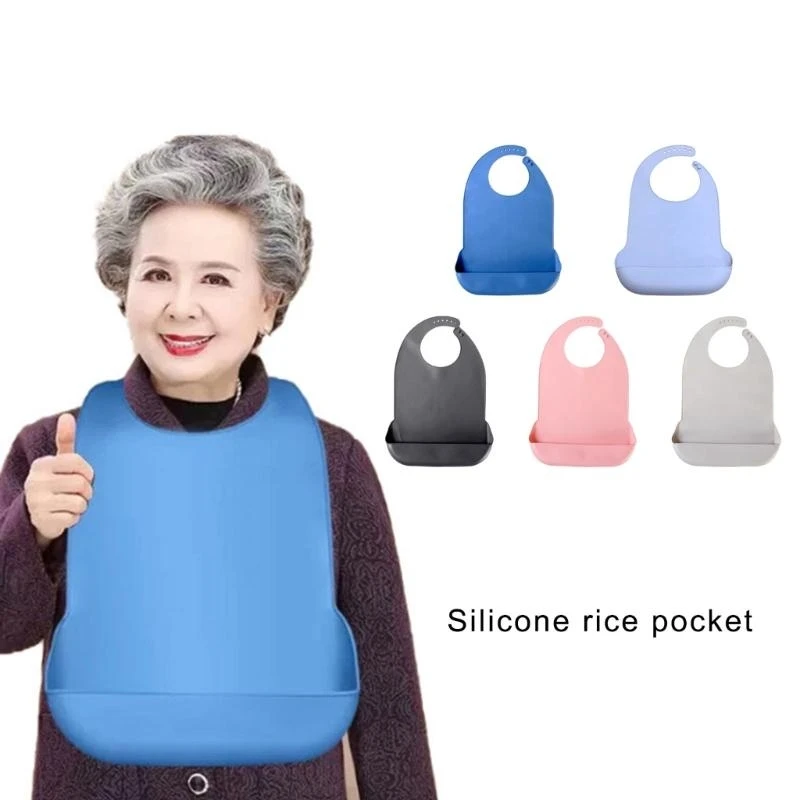 Baberos silicona tamaño adulto M76C, protecciones herméticas, Baberos impermeables suaves para adultos para comidas o - imagen 3