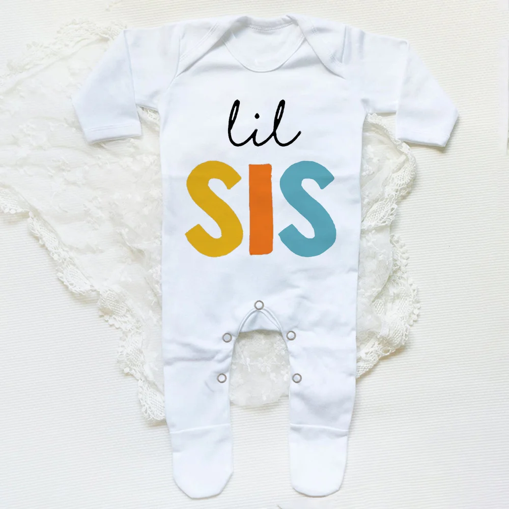 Ropa de dormir con estampado de hermano/hermana pequeño para bebé, traje de bebé para recién nacido, trajes para el hogar, regalos de ducha para niño y niña - imagen 3