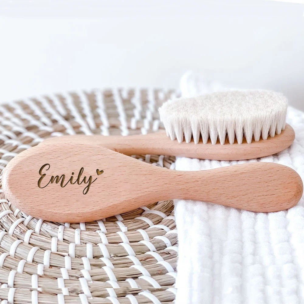 Cepillo y peine de madera para bebé personalizado - recién nacido - imagen 5
