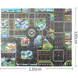 Alfombra de juego infantil con carretera y cochecitos
