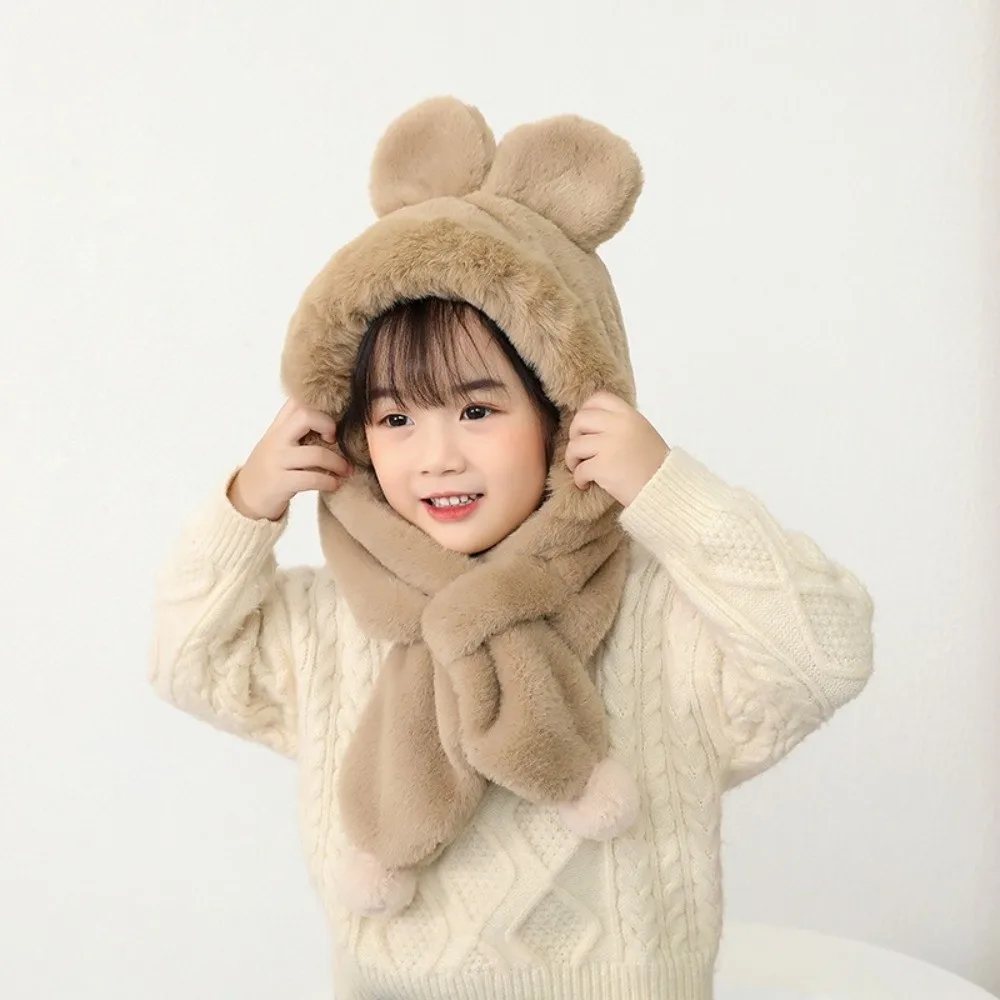 Gorro de invierno de una pieza a la moda, bufanda gruesa y cálida, bufanda con capucha, protección del cuello a prueba de viento, gorros infantiles - imagen 4