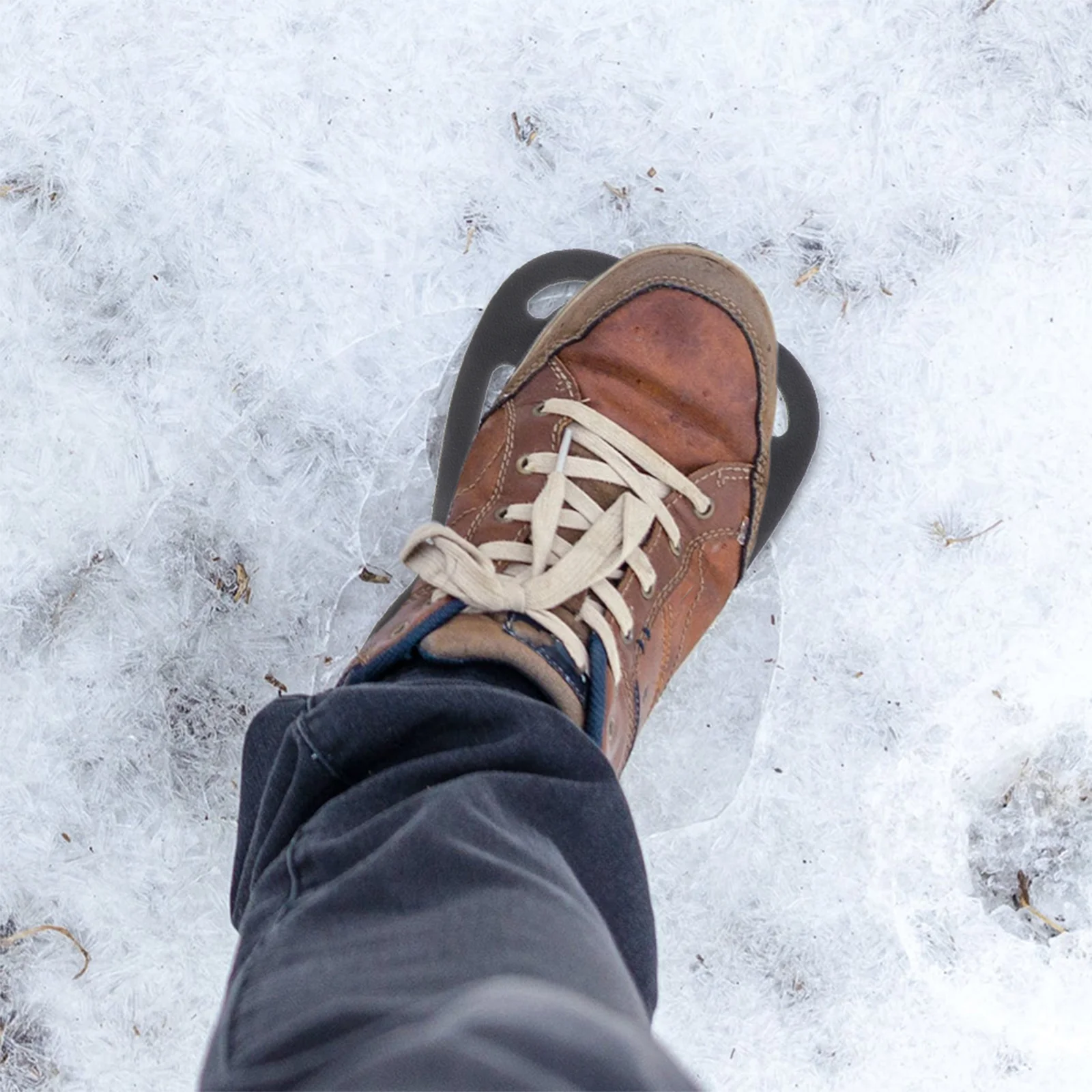 Tacos para nieve al aire libre, 2 pares de cadenas antideslizantes para zapatos para senderismo en hielo, escalada, cubiertas de crampones duraderas para invierno de 9 pulgadas - imagen 5