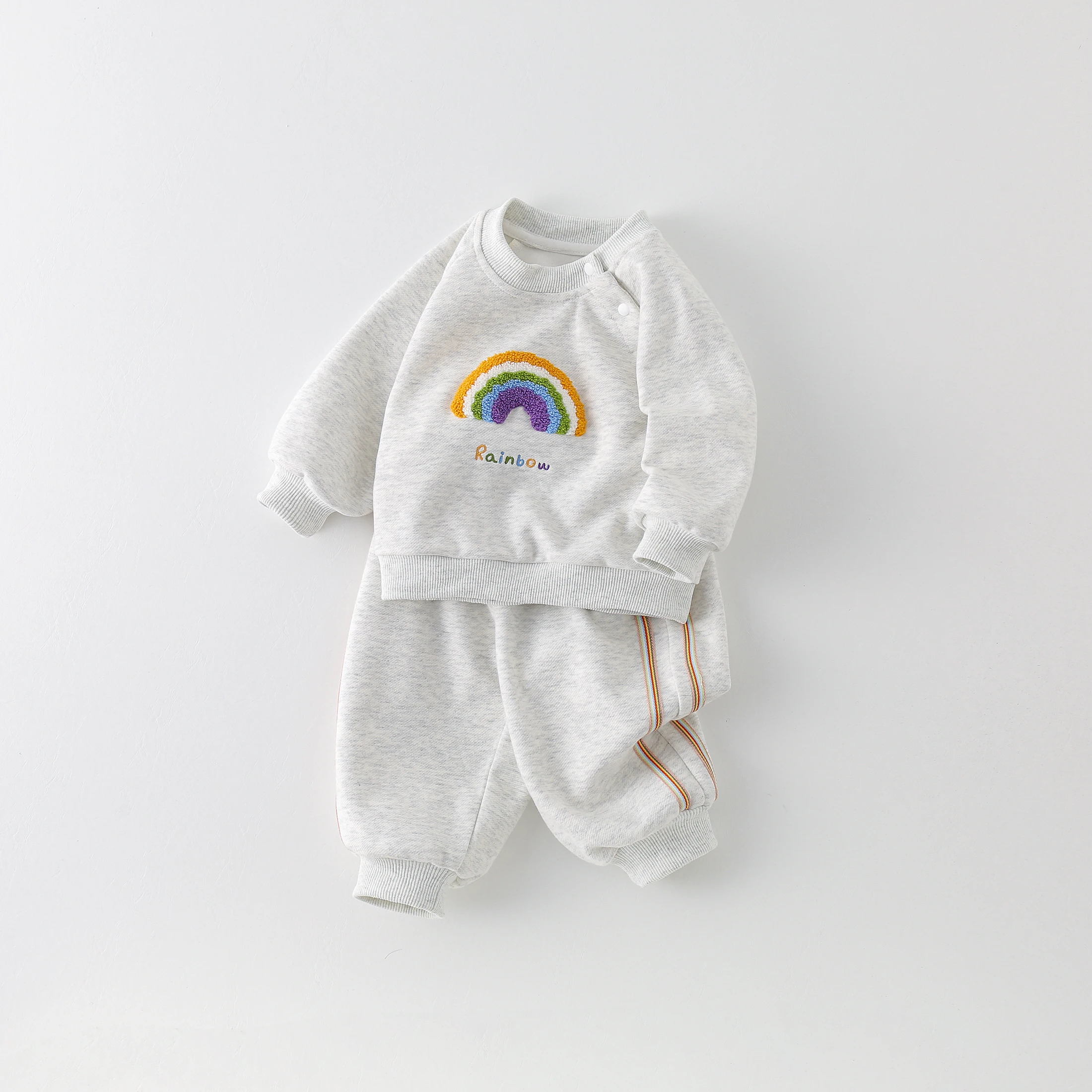 Conjunto bebé sudadera capucha y pantalón arcoíris bordado 9m-3Y - imagen 3