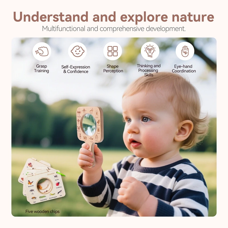 Lupa infantil de madera para explorar – Juguete educativo - imagen 2