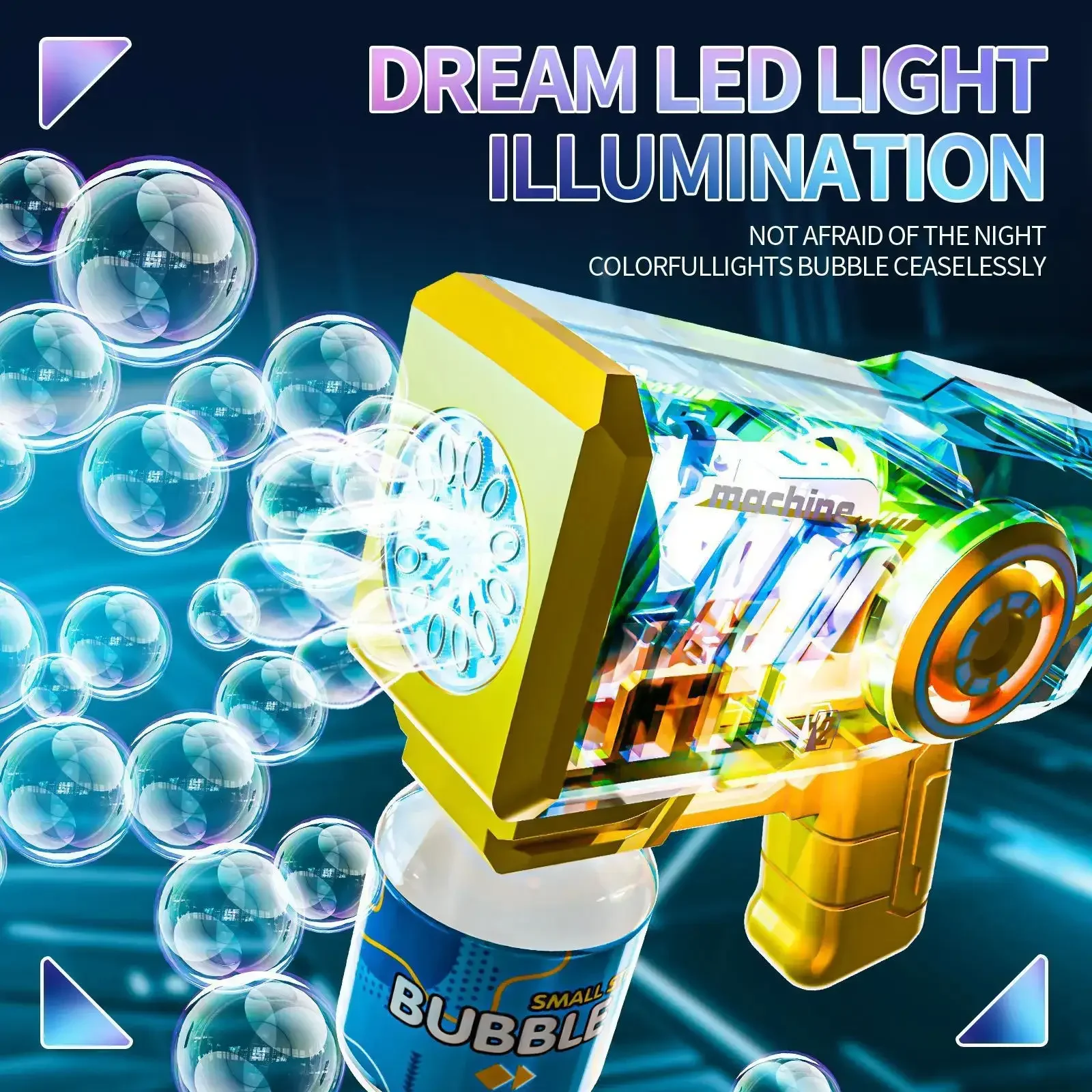 Pistola de burbujas de juguete con luces Led, máquina automática de burbujas, varitas de burbujas, Blaster mecánico, fiesta al aire libre para niños - imagen 4