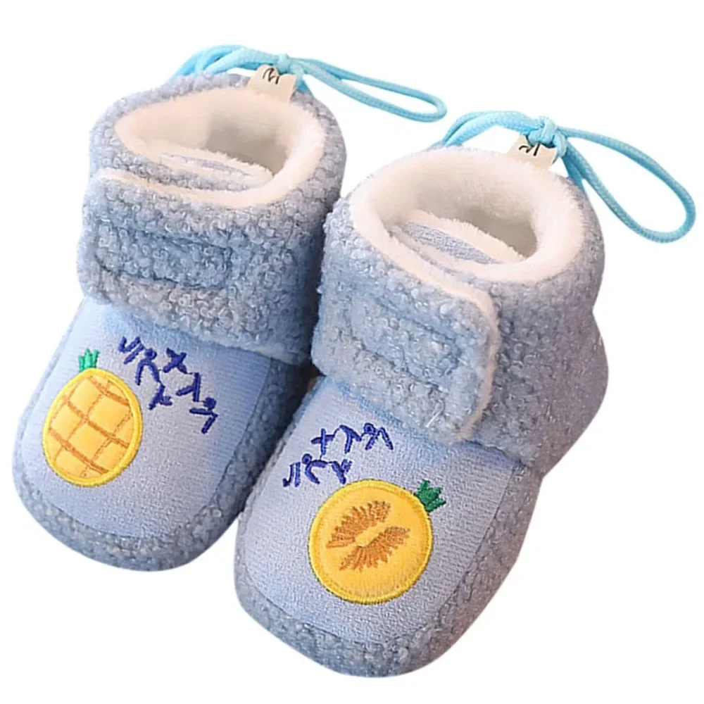 Botas de nieve de lana resistentes al desgaste para niños pequeños, zapatos cálidos de algodón con suela suave, calzado antideslizante anticaída para bebé, invierno - imagen 2