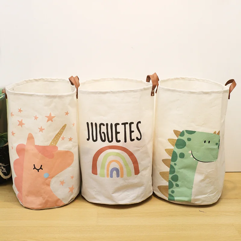 Cesta de artículos para bebé de gran capacidad, organizador de pañales, cubo plegable con estampado de dibujos animados para ropa sucia, cesta de almacenamiento de juguetes - imagen 3