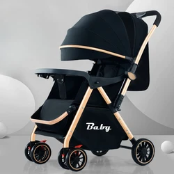 Cochecito plegable compacto con amortiguación y asa reversible