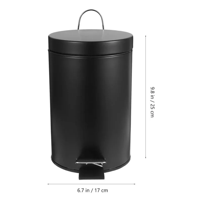 Cubo de basura infantil con pedal y tapa redondo mate negro abatible - imagen 5