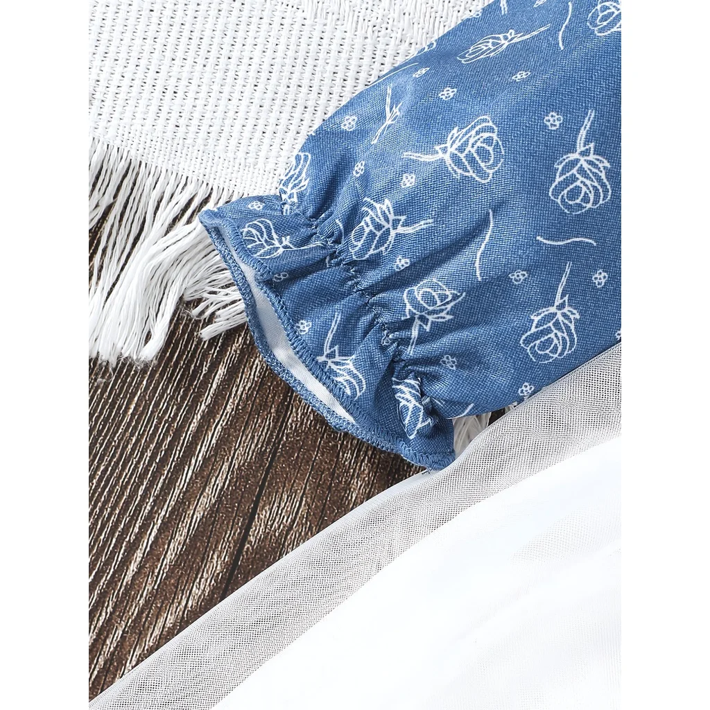 Vestido de manga larga para niña pequeña, falda de malla blanca empalmada y Diadema, ropa de moda para primavera y otoño, 2 piezas, 6-24 meses - imagen 4