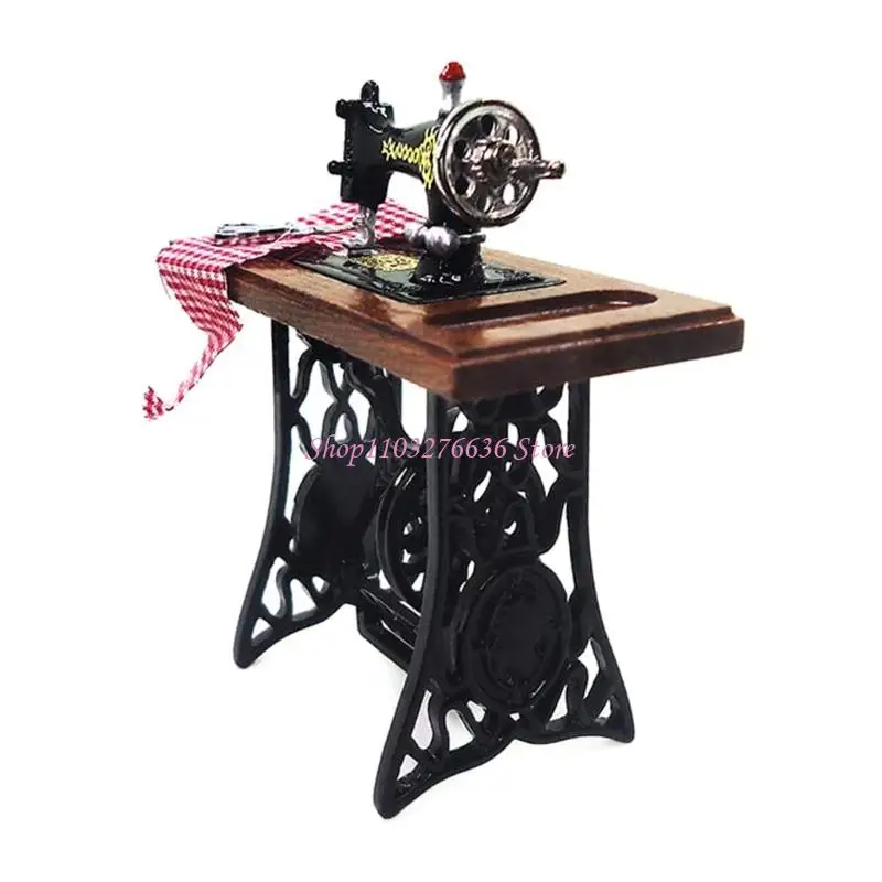 R6FD Máquina coser en miniatura coleccionable modelo juguete para casos muñecas a escala 1/12 Decoración - imagen 5