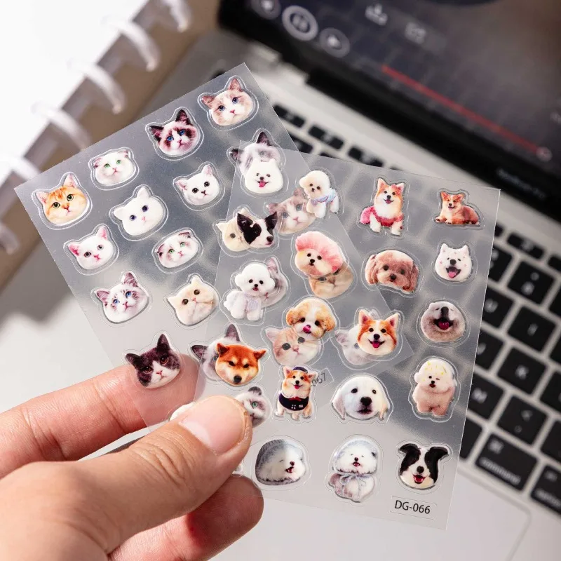 Adhesivos kawaii de resina epoxi con animales para diario y álbum - imagen 3