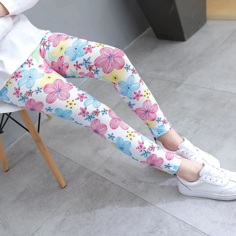 Leggings para niñas de 2 a 9 años, ropa de viaje al aire libre para niños, pantalones pitillo, mallas ajustadas florales informales largas, pantalones para niños adolescentes - imagen 5