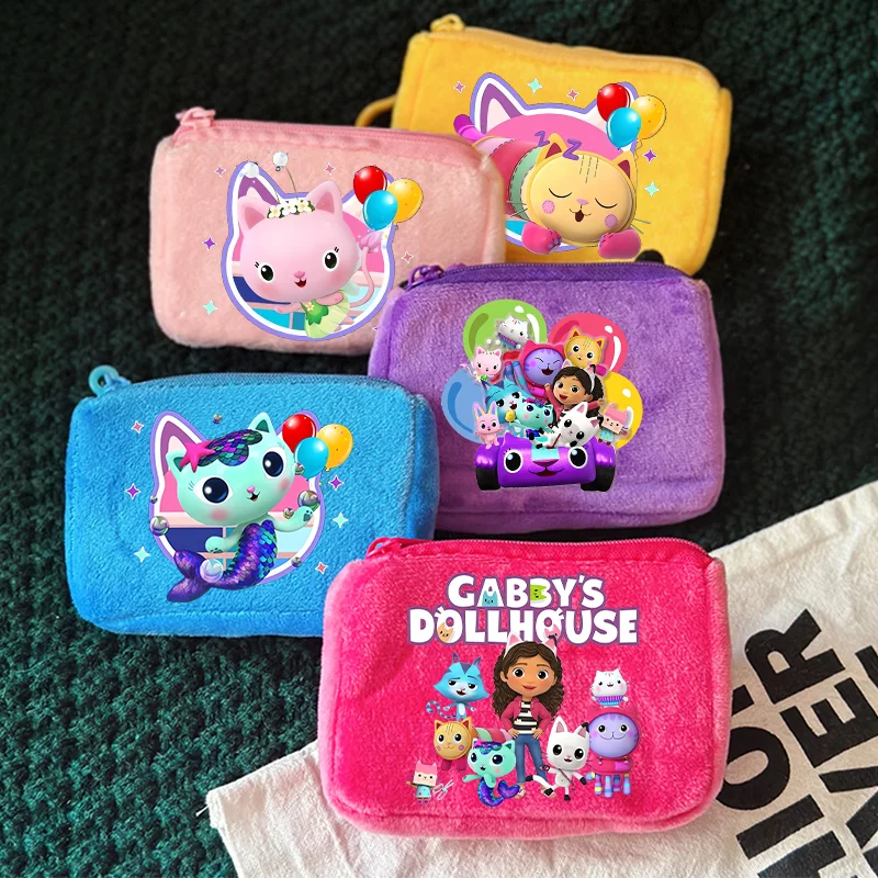 Monedero Kawaii Gabby para casa de muñecas, Mini bolso con auriculares de gato de Anime, regalos de cumpleaños para niños, llavero, bolsos colgantes, billetera de dibujos animados para chica