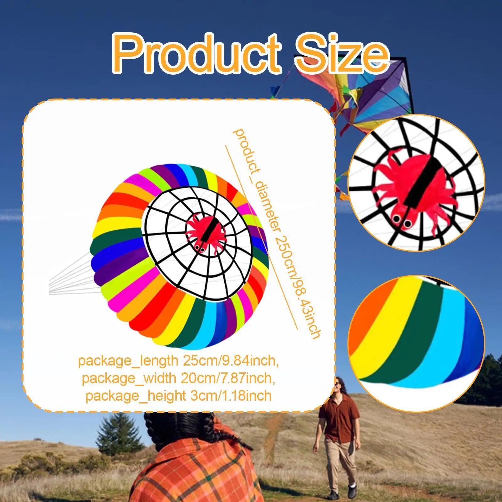 Rainbow Ring Kite Colorful Rotating Bowl Crown 98 inch in Diameter Large Size for Park Kiting Beach Outdoor Kitesurfing Training