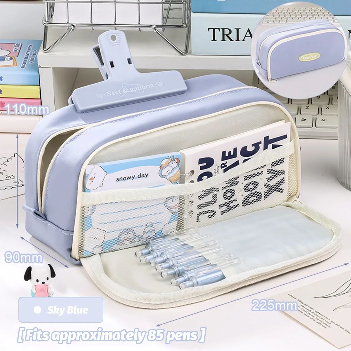 Bolsa de lápices coreana bonita, estuche de lápices de doble capa, estuche de lápices Simple de gran capacidad, papelería para estudiantes de escuela primaria de alto valor - imagen 4