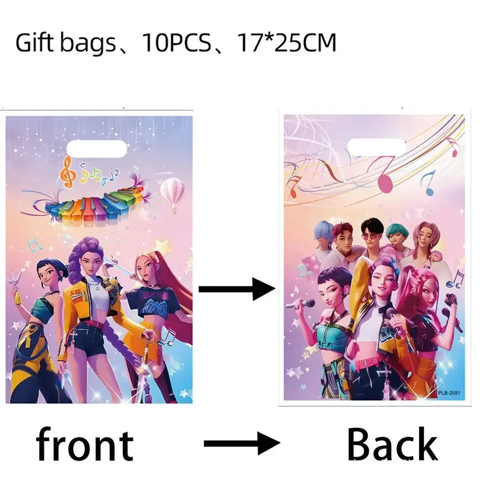 Bolsas de regalos de cazadores de demonios Kpop, bolsa de dulces desechable para niños, suministros para fiestas de cumpleaños temáticas, bolsas Goody, recuerdos para Baby Shower, 10 Uds. - imagen 4