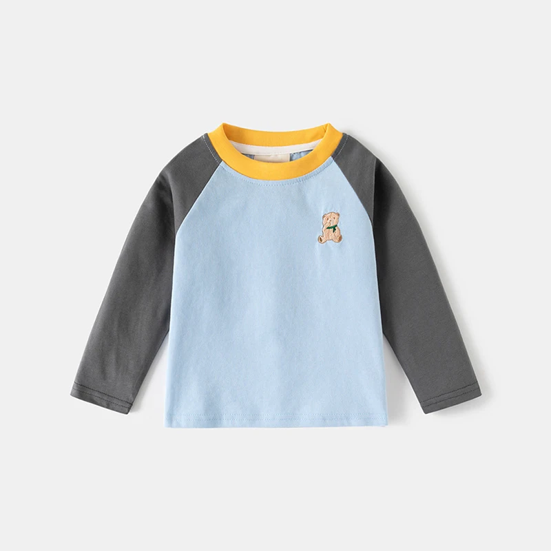 Camiseta raglán de algodón con bordado de oso para niño - imagen 4
