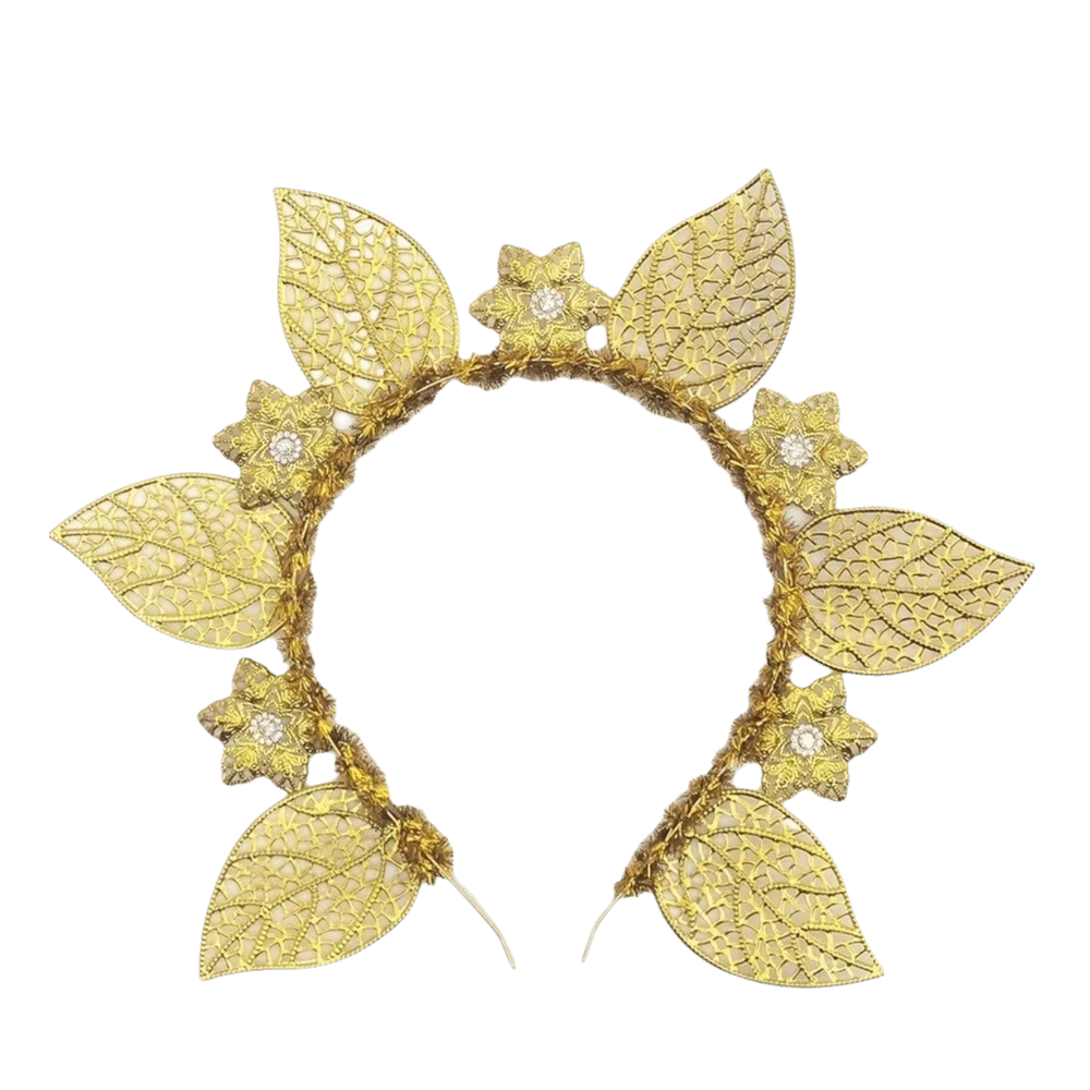Diadema con Halo de diosa de flores para mujer, diadema con diamantes de imitación para sol, Color dorado, aro para el pelo tradicional para Festival, accesorio Lolita - imagen 2