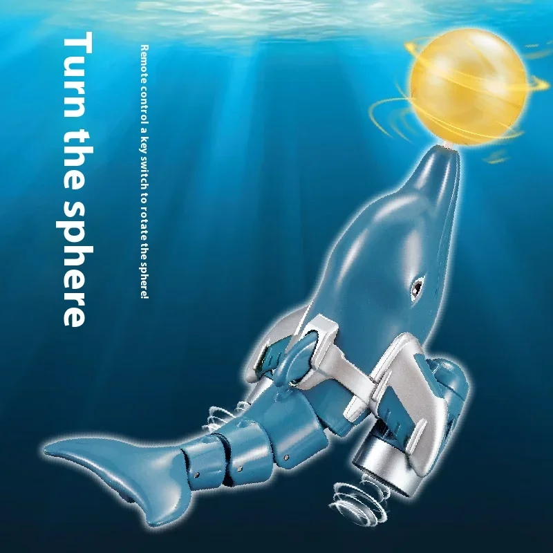 Barco de delfines Rc, peces con control remoto de 2,4G, barcos acrobáticos eléctricos con bola, lancha rápida de doble hélice, modelo Animal, juguete acuático para niño - imagen 3