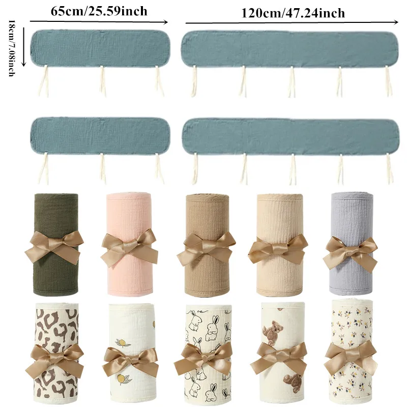 Juego de 4 piezas de cubiertas de riel para cuna, parachoques para cuna de bebé, valla de cama antimordida, Protector envuelto, cubierta de barandilla de seguridad - imagen 2