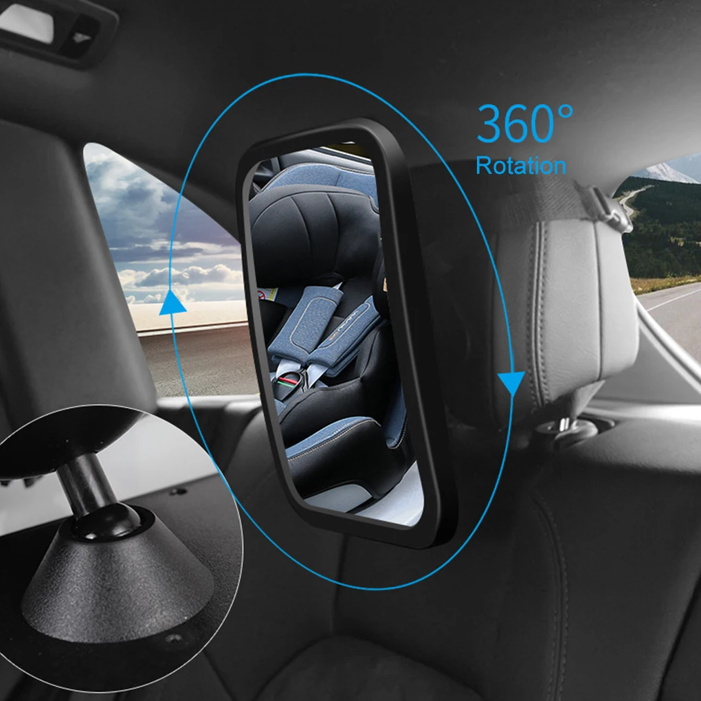 Espejo retrovisor ajustable para coche de bebé, rotación de 360 grados, asiento trasero de coche, soporte para reposacabezas, Monitor de seguridad infantil - imagen 2