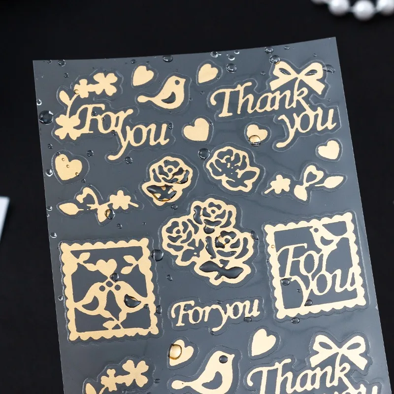 Pegatinas doradas PVC con gatos y letras para scrapbook infantil