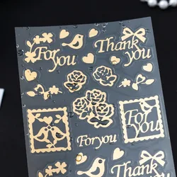 Pegatinas doradas PVC con gatos y letras para scrapbook infantil