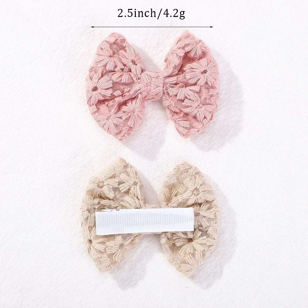 4 unids/set encantadoras pinzas con lazo horquillas bebé niña estilo Pastoral fresco horquillas accesorios para el cabello niños estampado hueco horquilla - imagen 3