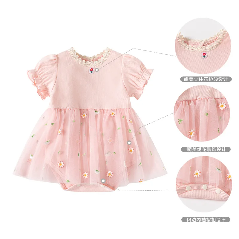 Nuevo mono de verano para bebé con vestido estampado de volantes en red-Body dulce de cumpleaños para bebés - imagen 5