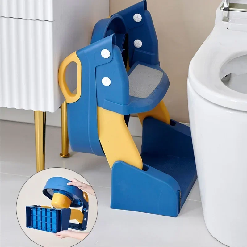 Inodoro escalonado para niños, taburete de pie de almacenamiento plegable, inodoro multifuncional para niños y niñas, inodoro de entrenamiento para niños, WC con escalera - imagen 3