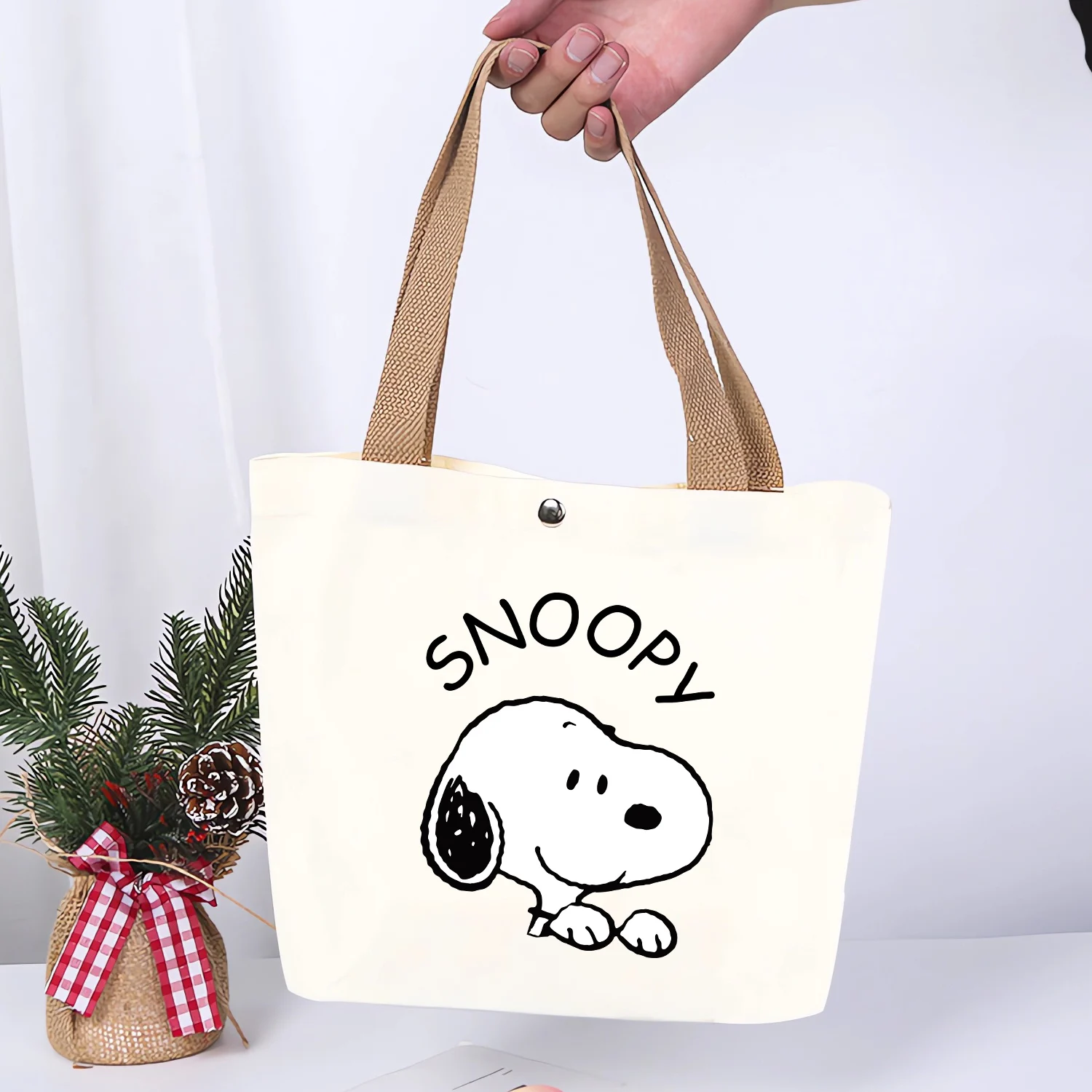 Bolso nuevo Snoopy, bolso de hombro con patrón de dibujos animados, bolso de lona de gran capacidad para axila, bolsas de almacenamiento de moda para mujer, regalo para chicas Kawaii - imagen 4