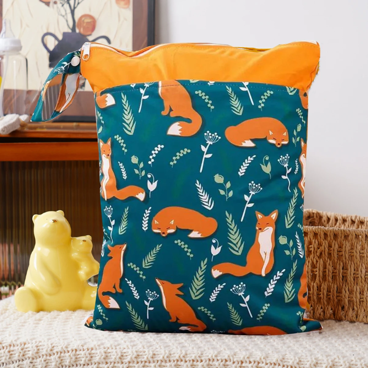 Elinfant 30X40CM bolsas portátiles húmedas y secas, bolsa de pañales impermeable con impresiones de moda, bolsa de almacenamiento multiusos para playa, piscina, gimnasio