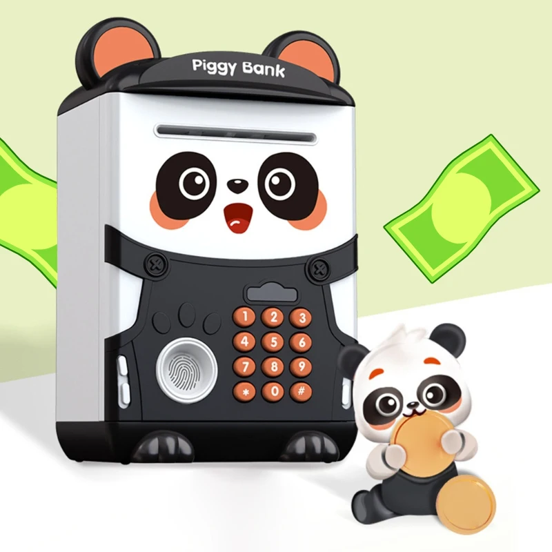 Alcancía eléctrica Kawaii Panda, caja de dinero con contraseña, bancos de huellas dactilares para ahorrar dinero en efectivo, juguete para niños, regalos de cumpleaños y Navidad - imagen 3