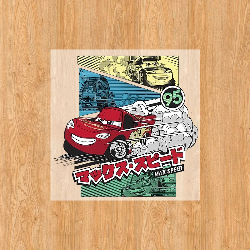 Parche de hierro Lightning McQueen, pegatina de transferencia de calor de Anime de coches de Disney, apliques de ropa de dibujos animados para niños, calcomanías DIY de regalo - imagen 5