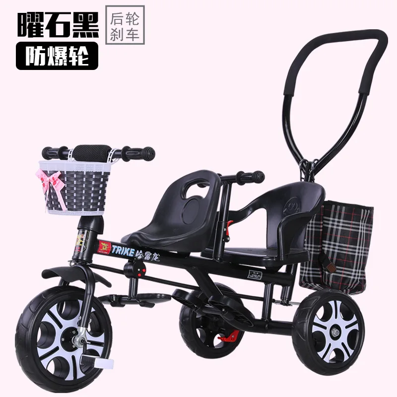 Triciclo para niños, carrito de mano doble, bicicleta para dos personas, cochecito ligero para bebé, cochecito de bebé - imagen 2