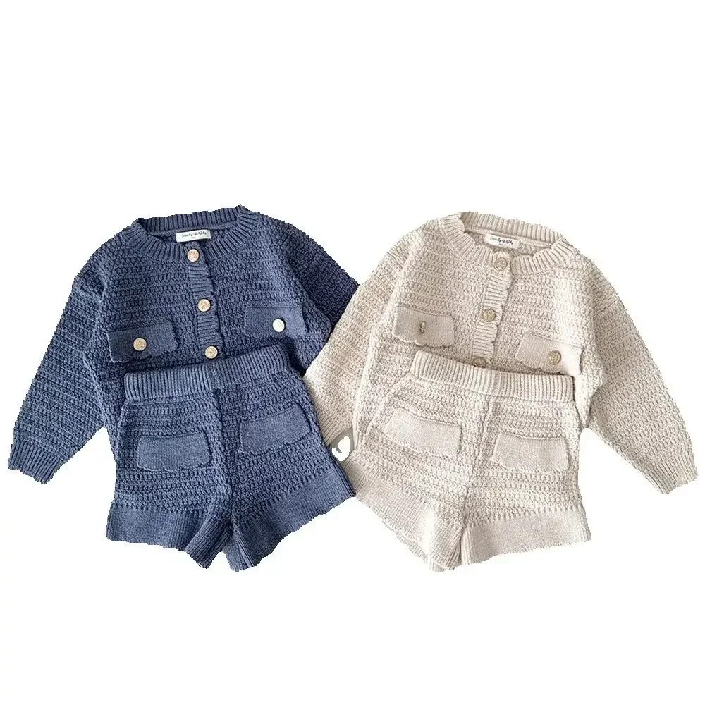 Cárdigan y shorts de punto para bebé niña – conjunto otoño suave - imagen 4
