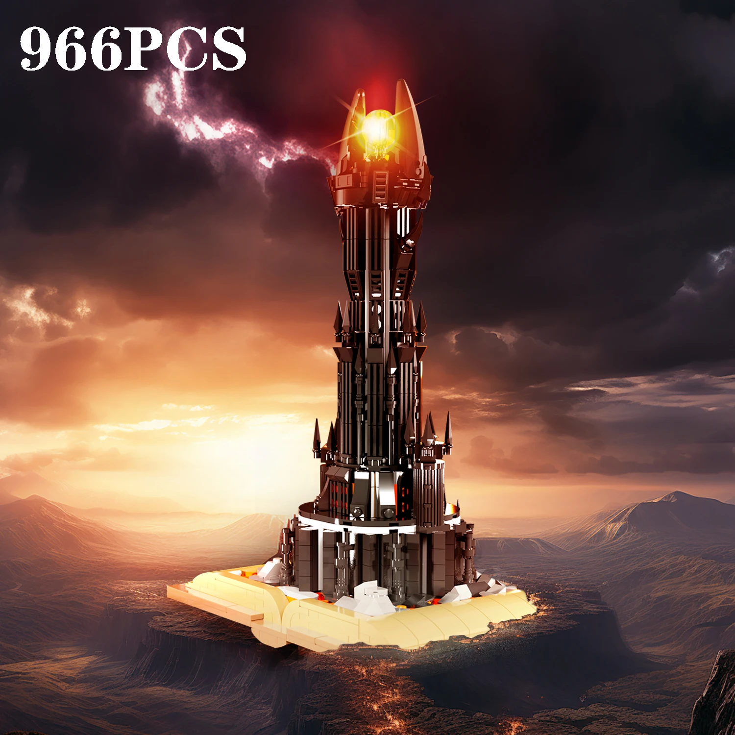 966PCS Black Tower Magic Book Building Blocks Dark Magic Castle Model Assembly Bricks With Lights Kid Toys Holiday Gifts - imagen 2