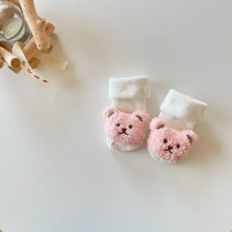 Calcetín cálido para bebé, moda Kawaii, muñeca de dibujos animados, oso, Terry Loop, calcetín hasta la pantorrilla para niño pequeño, niña, Otoño Invierno, calcetín antideslizante para chico - imagen 5