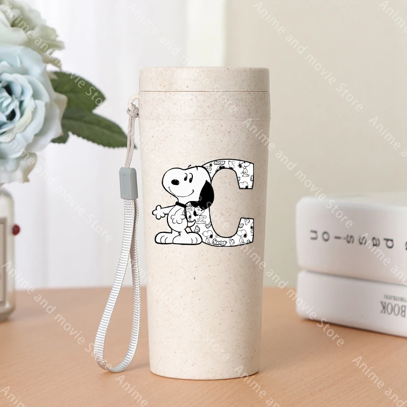 400ML Snoopy niños niñas Chlid dibujos animados carta moda vasos de agua niños Anime vasos de plástico tazas de leche niños lindo regalo de cumpleaños - imagen 3