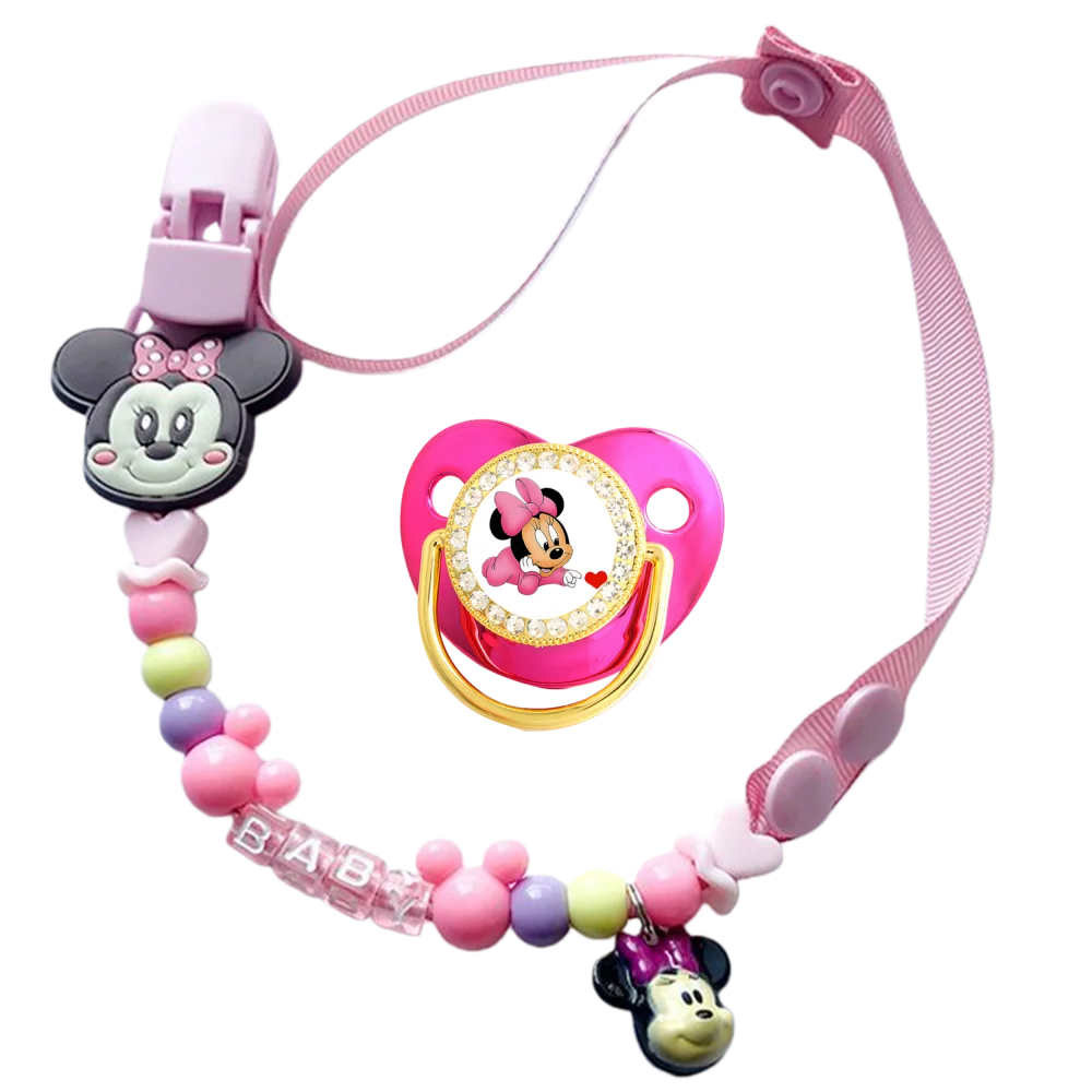 2025 Nombre personalizado Clip de cadena para recién nacido chupete ostentoso y clip para chupete rosa sin BPA chupete bling diseño único regalo para bebé 0-18M - imagen 2