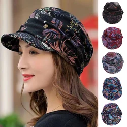 Gorra de punto con orejeras para niña – Estampado floral invierno