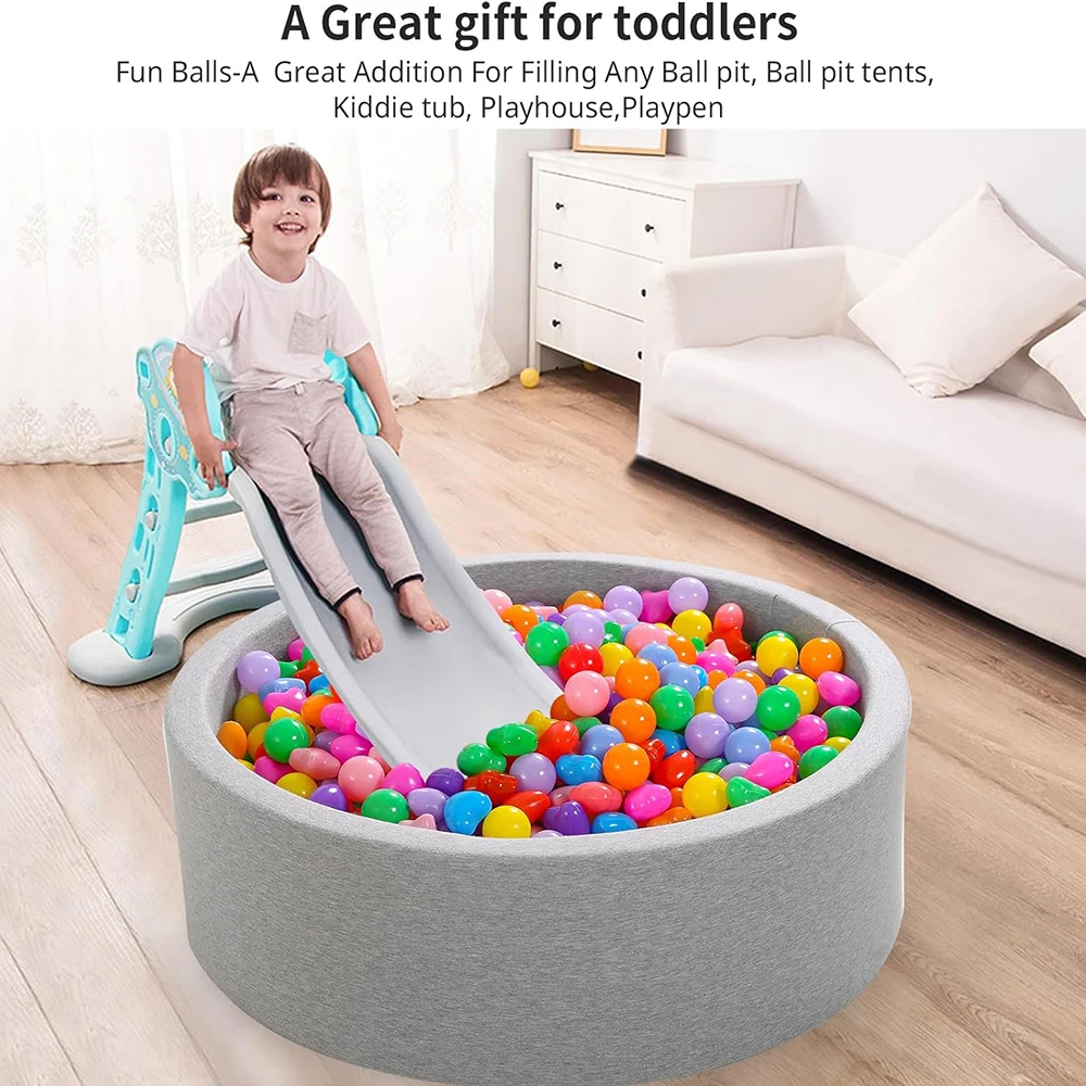 Bolas de piscina de bolas, paquete de 50 bolas de plástico a prueba de aplastamiento sin ftalatos, sin BPA, para fiestas de cumpleaños, parque infantil de piscina - imagen 3