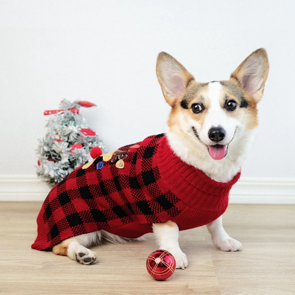 Suéter de cuello alto de punto de Cable para perro, jersey de Navidad, prendas de punto clásicas, ropa cálida para mascotas, sudadera para gatos, Invierno - imagen 2