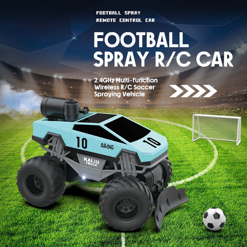 Coche teledirigido 1/24, juegos de batalla de fútbol con pulverizador ligero, coche de Control remoto, vehículo eléctrico todoterreno de 2,4G, juguetes para regalo para niños - imagen 2