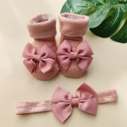 Diadema con lazo para bebé – Calcetines suaves de algodón