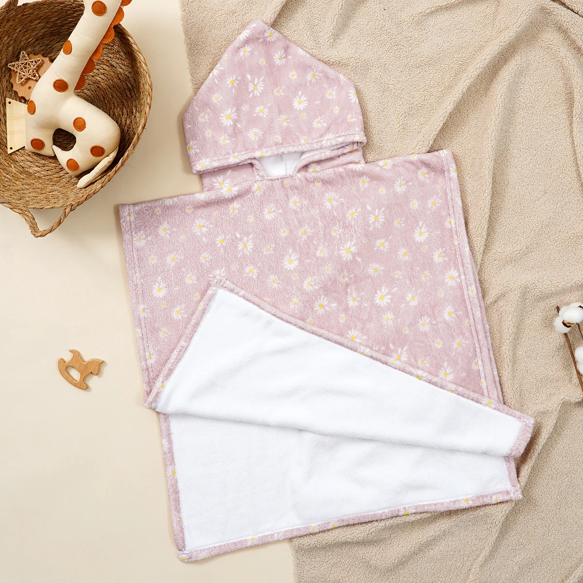 Toallas de bebé con capucha, toalla de lana Coral suave y absorbente para mayor comodidad y cálido, esencial para el baño o la ducha, regalo de otoño e invierno, 1 ud. - imagen 2