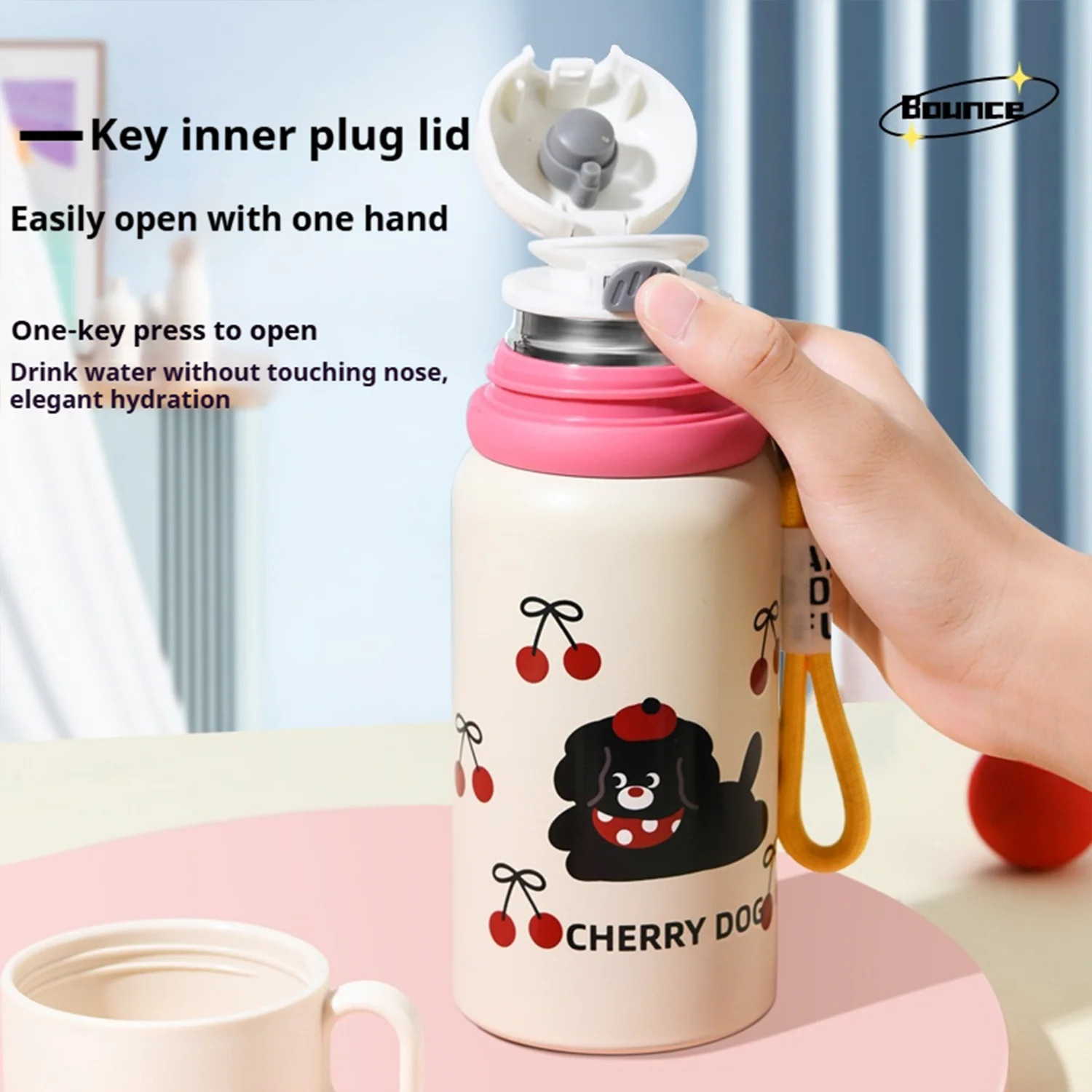 Taza de agua fría y aislamiento térmico para niños de gran capacidad de 550ML, acero inoxidable 316 con tapa, con asa, regalo de cumpleaños - imagen 3