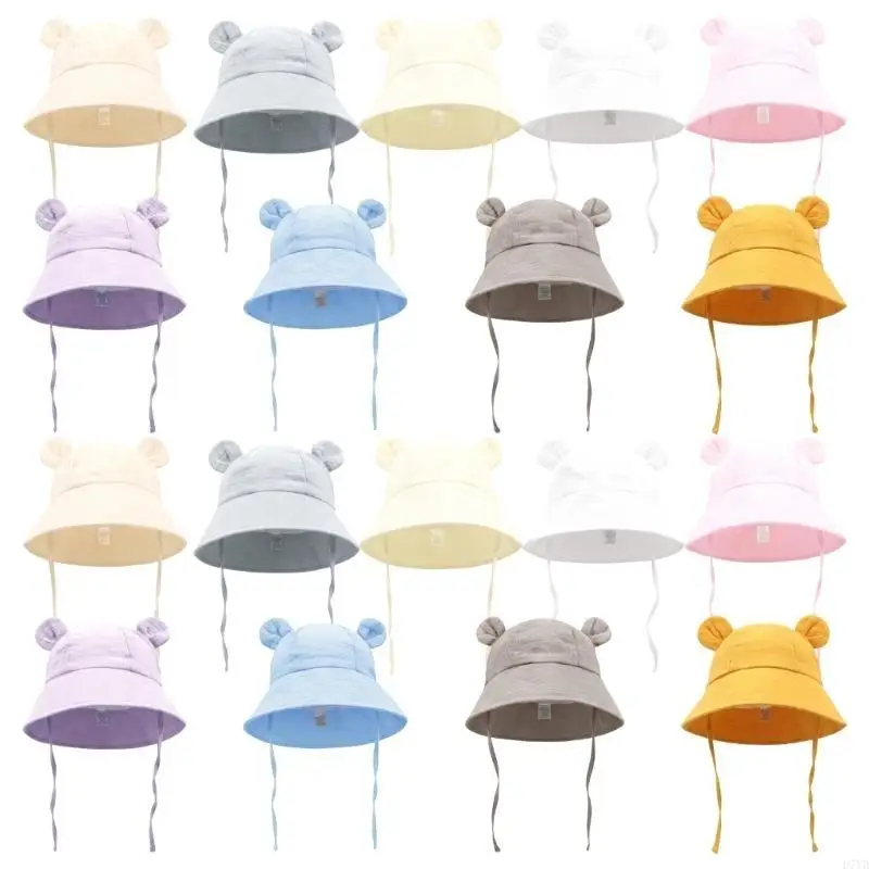 D7YD Gorro pescador para bebé con Color sólido, gorros elegantes y suaves para sombrilla, gorro lavabo algodón, gorro 0